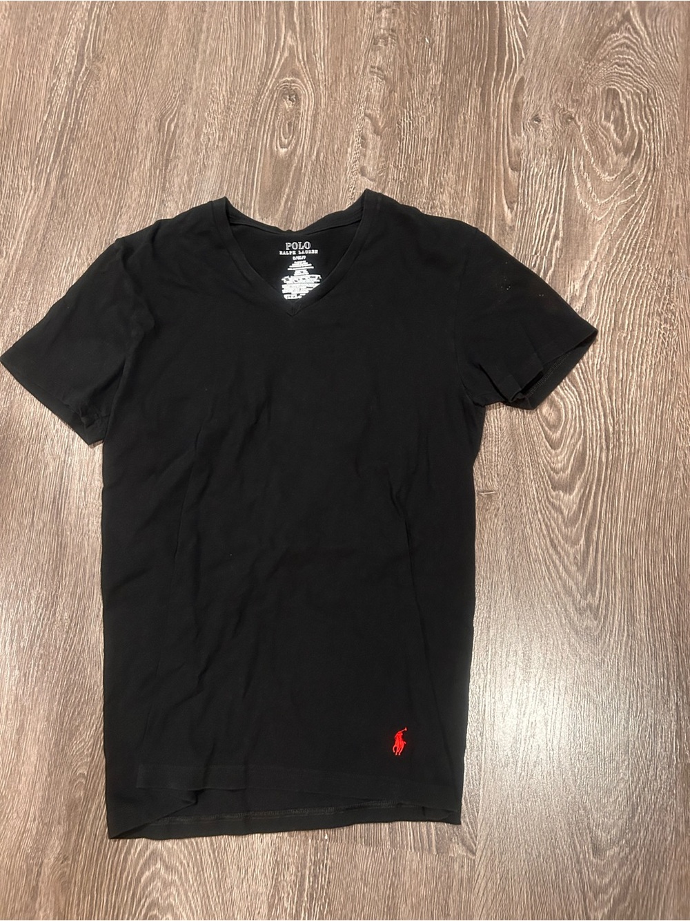 Polo by Ralph Lauren Black V-Neck Tee with Red Pony Logo